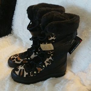 Glam Fur and Leather Animal Print Boots